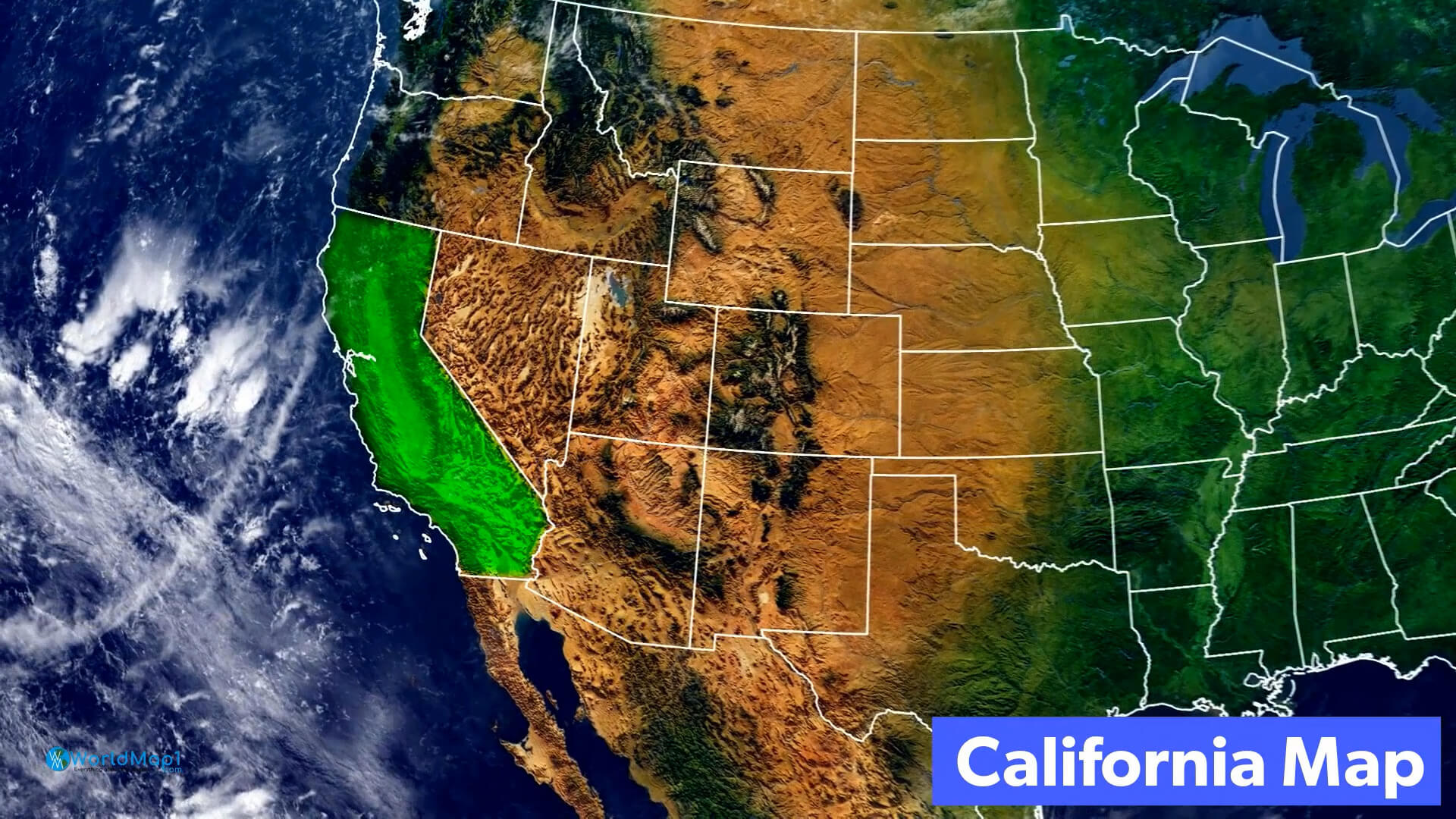 California Map and US States Satellite View